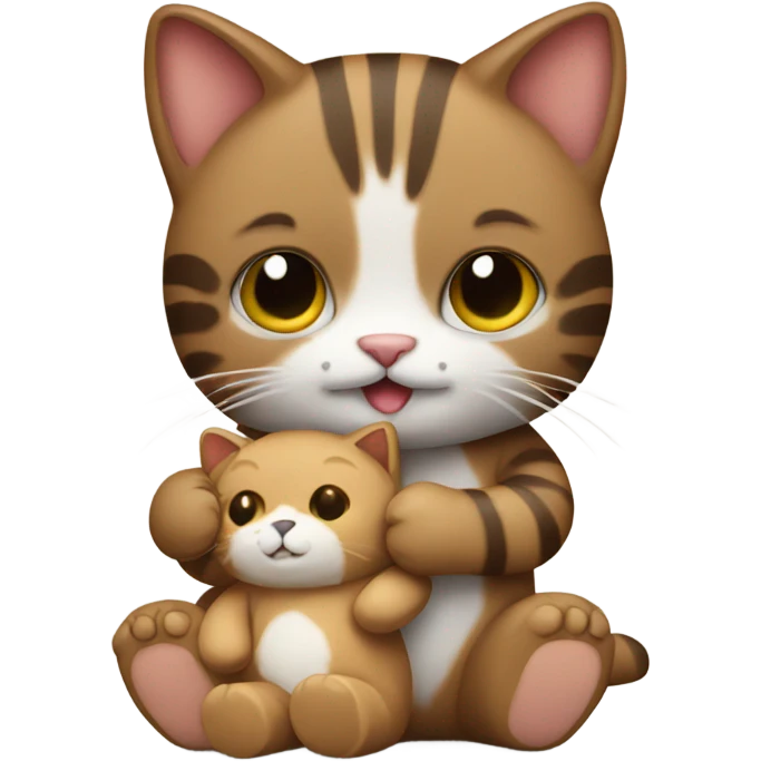 Cat holding teddy bear  emoji