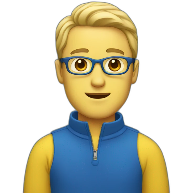 White Man in blue and yellow sweater emoji