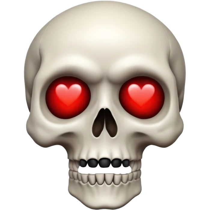 Skull with black heart eyes red dark emoji