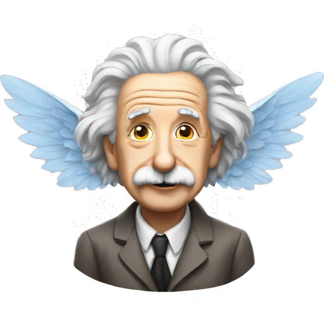 Albert Einstein with a pair of wings emoji