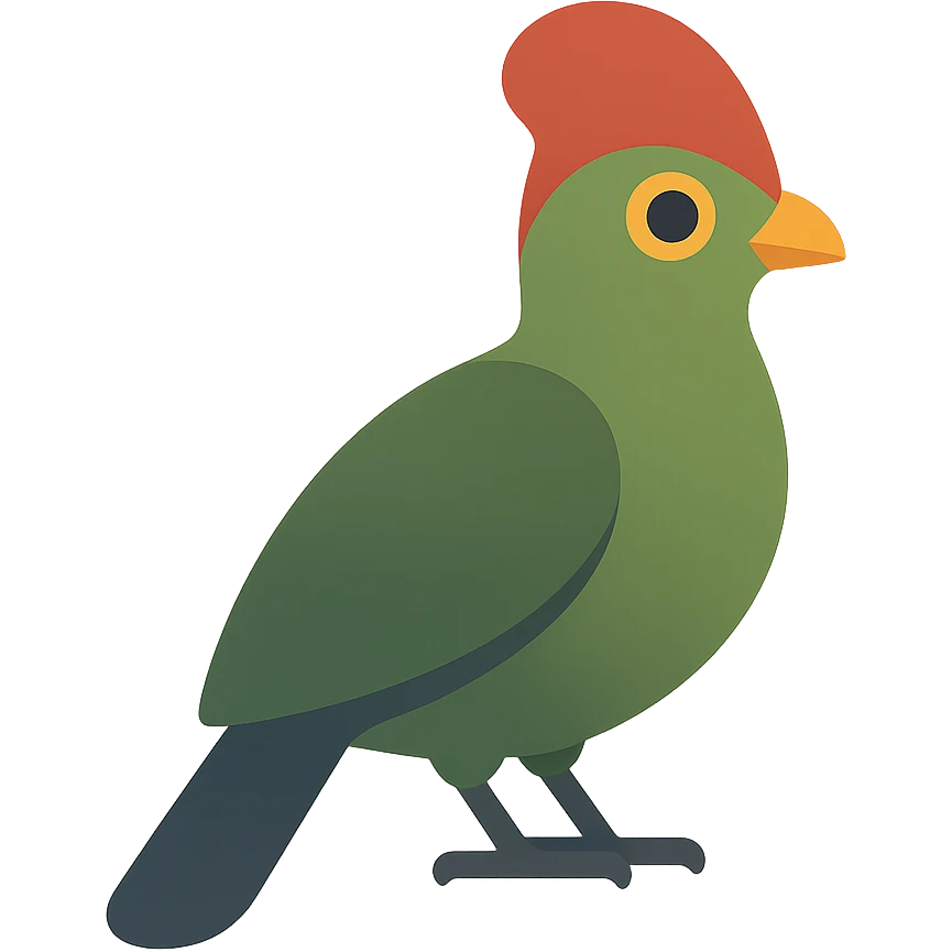 red-crested turaco, flat toon illustration emoji