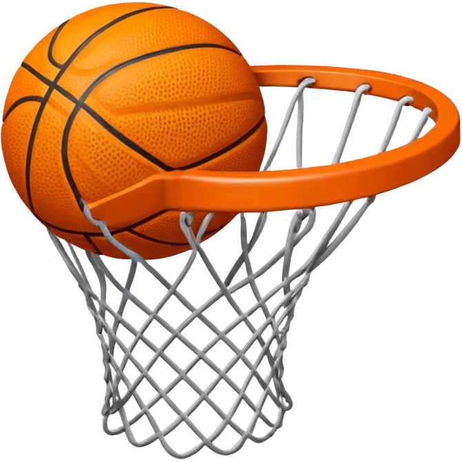 Basketball going towards the hoop but missing emoji