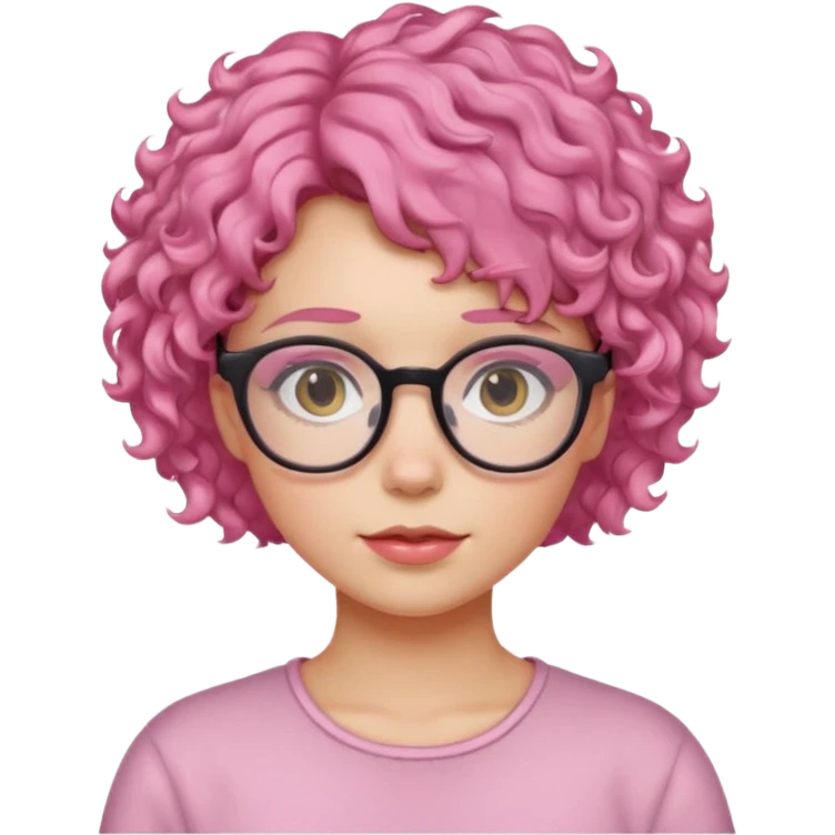 girl with glasses and curly pink short hair emoji