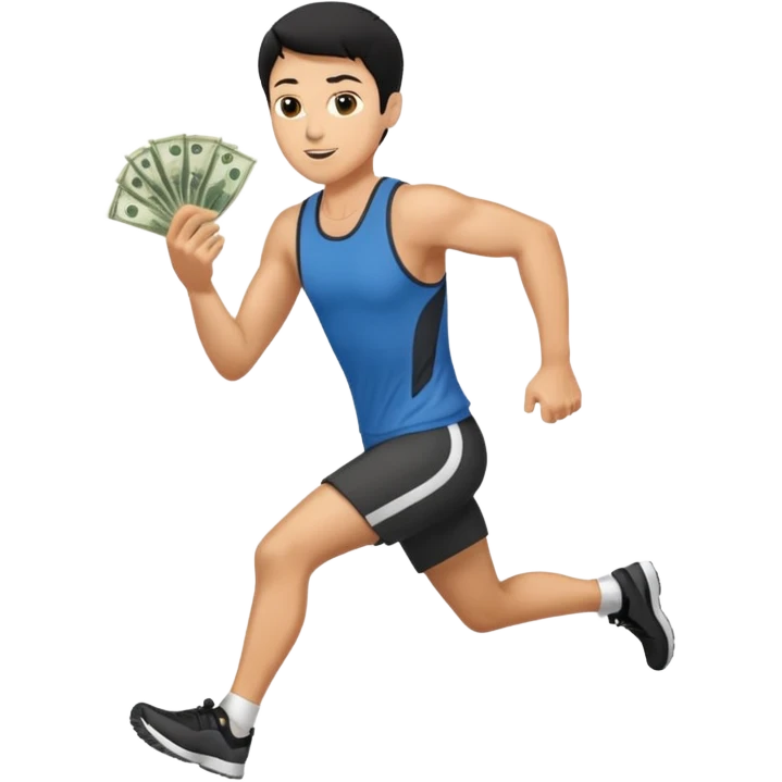 Man running with money emoji