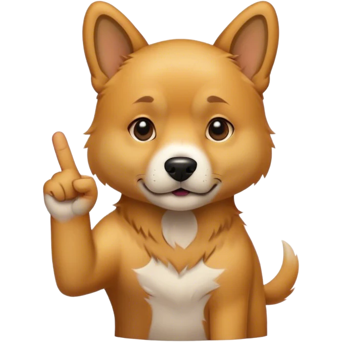 A dog sticking the middle finger up emoji