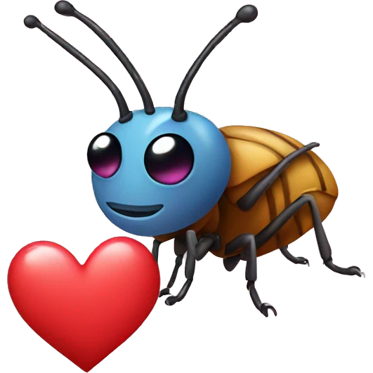 Bug holding a love heart  emoji
