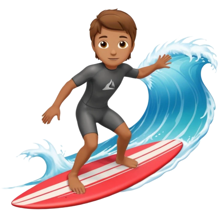 brown haired boy surfing on the waves  emoji