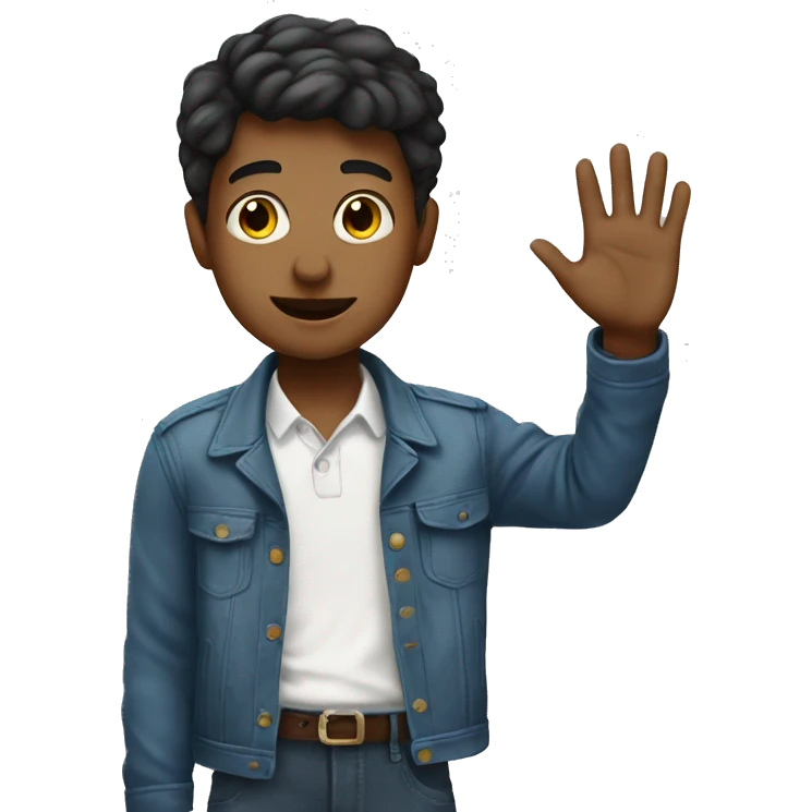 boy waving bye to a lady emoji