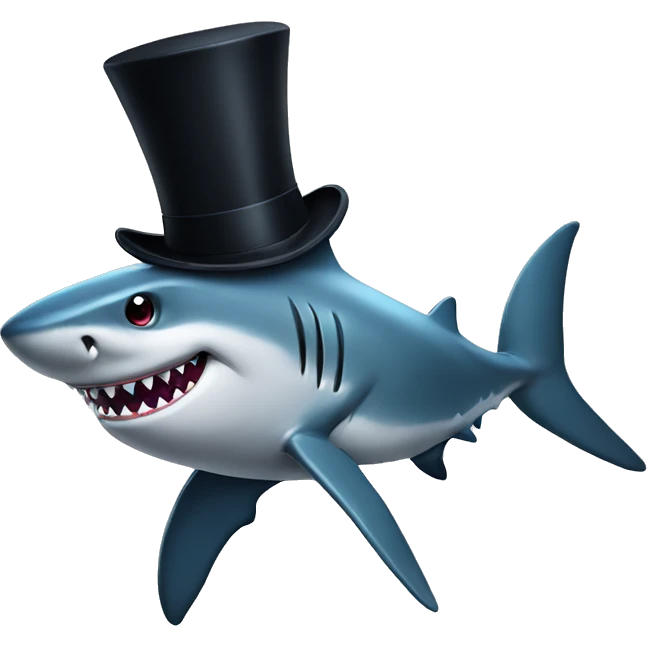 Shark with a top hat emoji