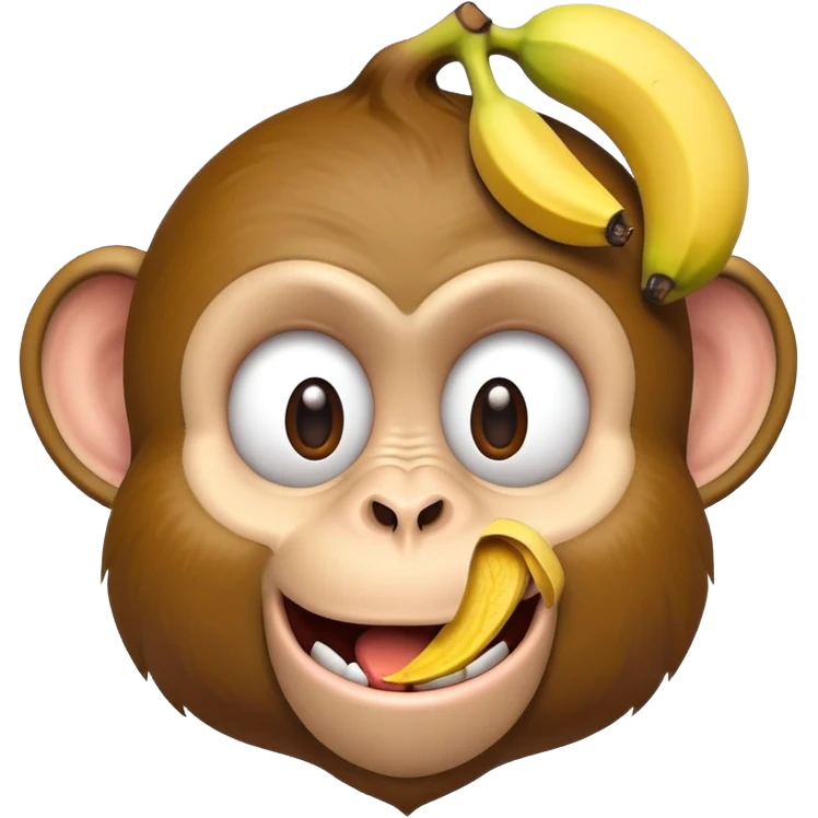 monkey making a goofy face with banana peel on head emoji