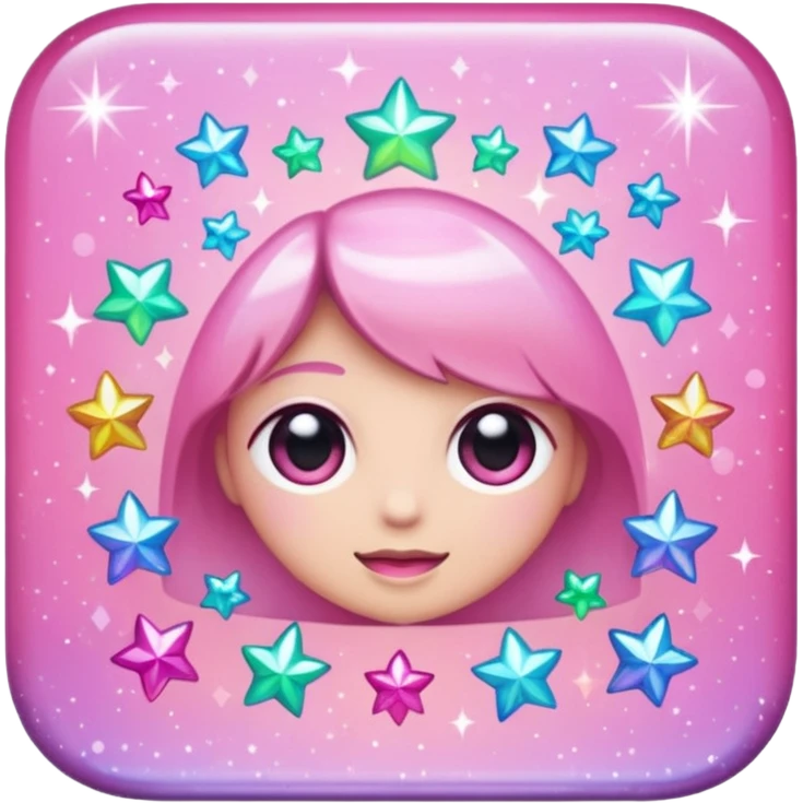 The glittering flashes of sparkles of pink color emoji