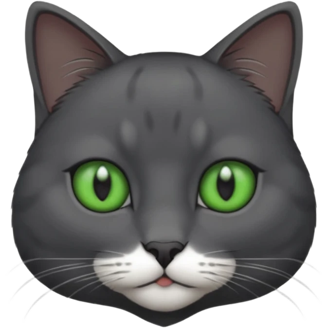 completely solid dark grey cat with green eyes and white paws emoji