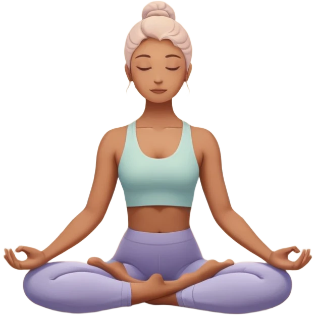 A peaceful person practicing yoga on a calm sea beach at sunrise, in a serene meditative pose. Soft pastel colors surround the scene, with gentle waves in the background and smooth, flowing lines representing balance and tranquility. The atmosphere feels centered and mindful. emoji