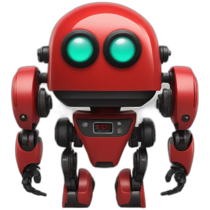 red robot with a black domed display head and red eyes emoji