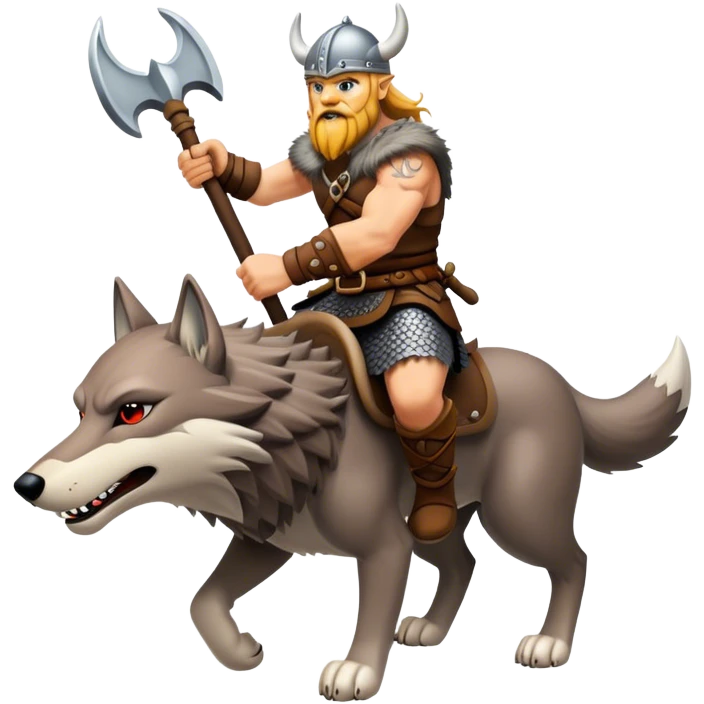 Viking Warrior Riding A Wolf  emoji
