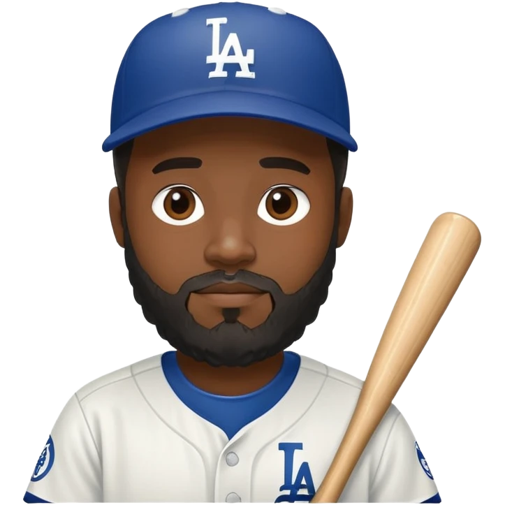 black person with beard in Dodgers baseball uniform emoji