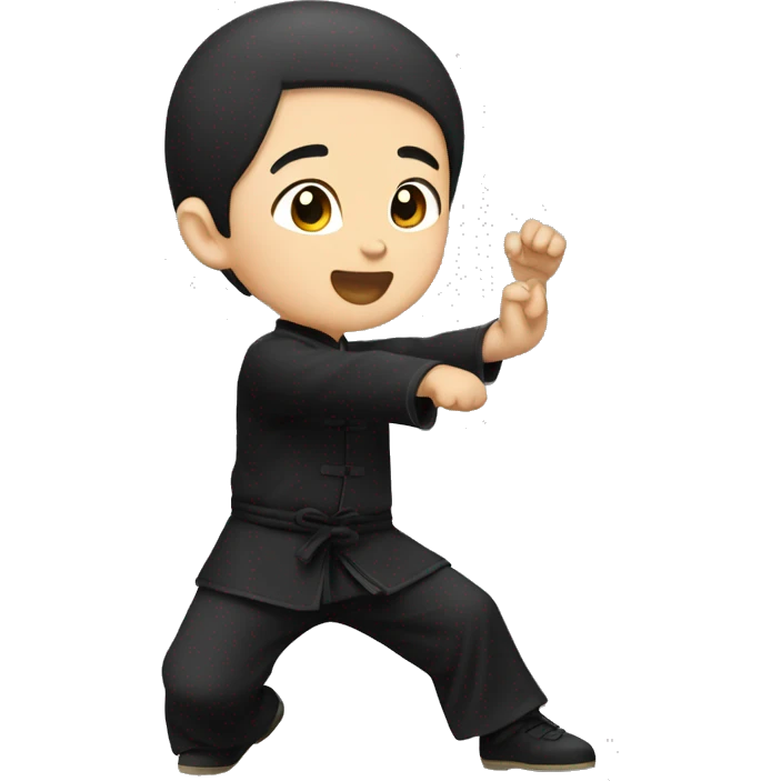 kid playing  peng tai ji in black uniform  emoji