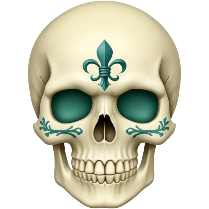 skull in Milwaukee Bucks colors (hunter green, cream, and light blue) emoji