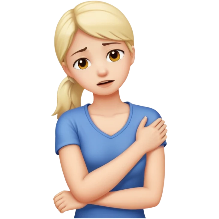 arms crossed holding neck girl in pain emoji