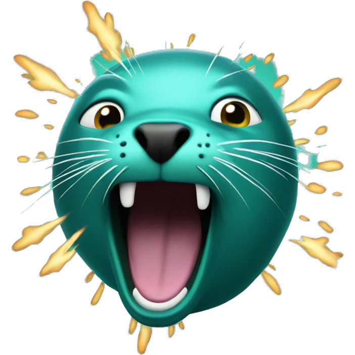 teal-coloured seal exploding head emoji