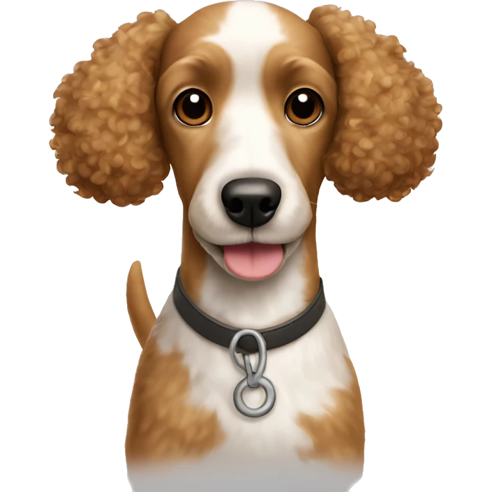 small light brown poodle dog with big jack russell terrier emoji