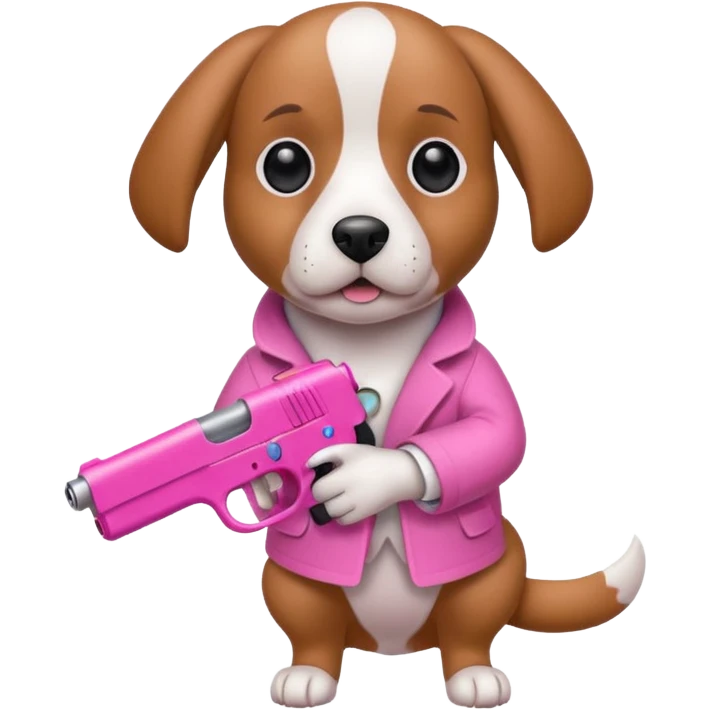 Dog with a pink gun emoji