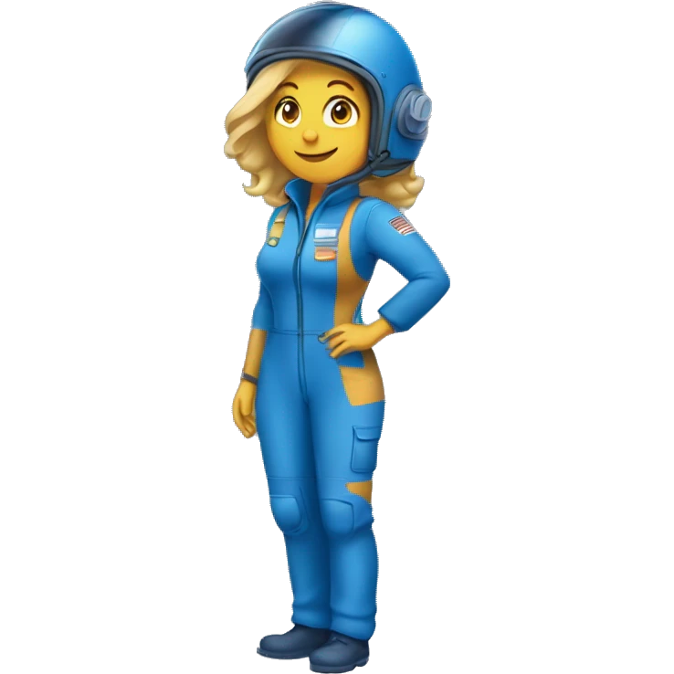 Honey blonde woman in blue helmet and blue flight jumpsuit  emoji