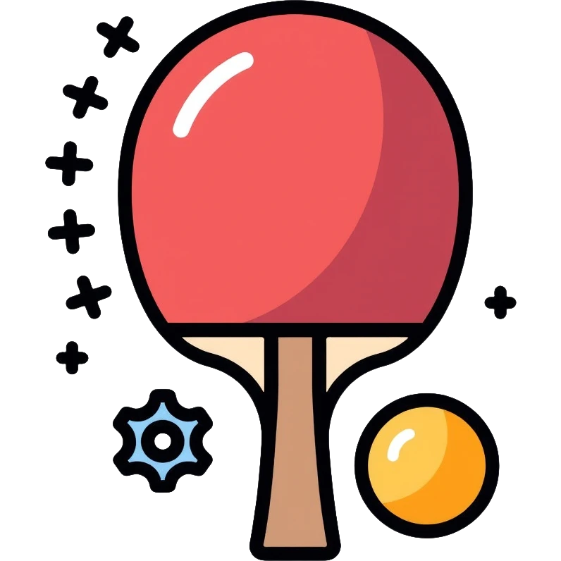 Pong game settings icon with paddle, ball, and gear emoji
