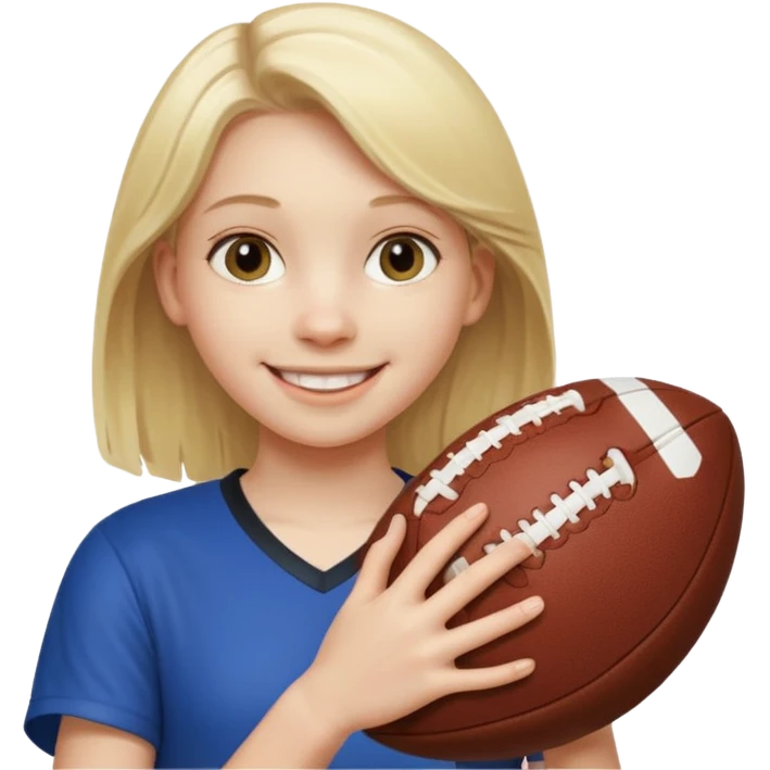 A girl with light blonde hair that looks around 13 years old with a football emoji