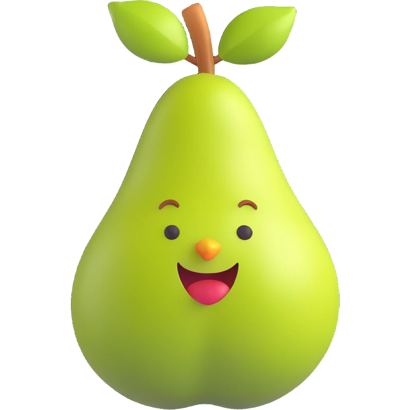 3D emoji style, a pear fruit, three-dimensional and lively, no background emoji