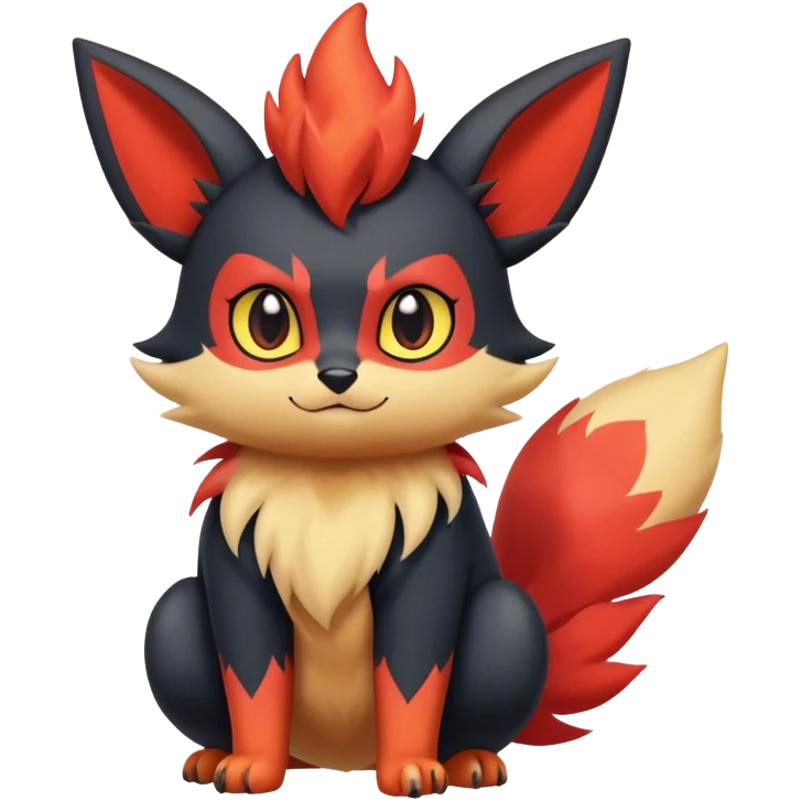 Cool cute edgy kawaii Quilava-Litten-Flareon-animal-creature-hybrid full body emoji
