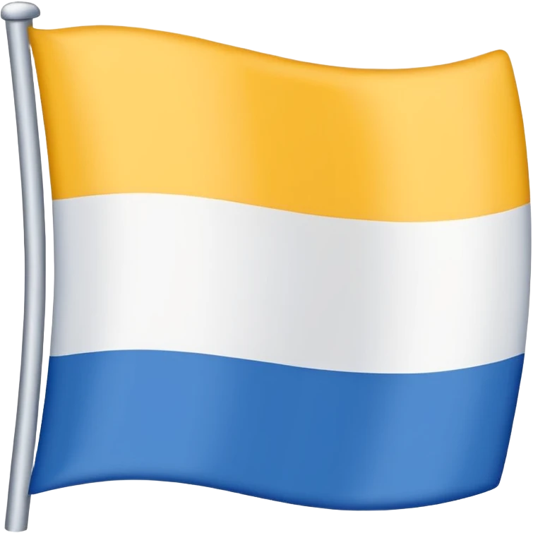 bandera dividida horizontalmente en tres colores: blanco, azul y amarillo (en ese orden) emoji