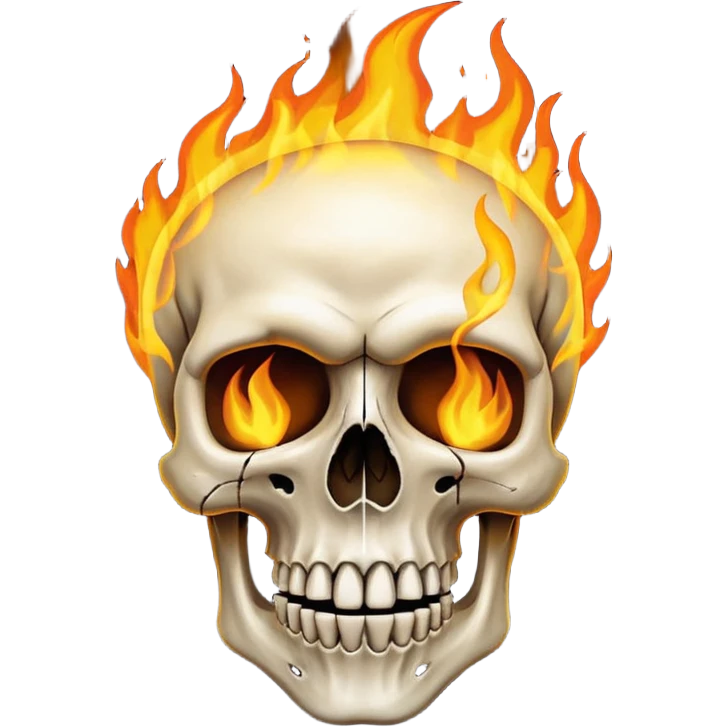 Attitude skull burning on fire emoji