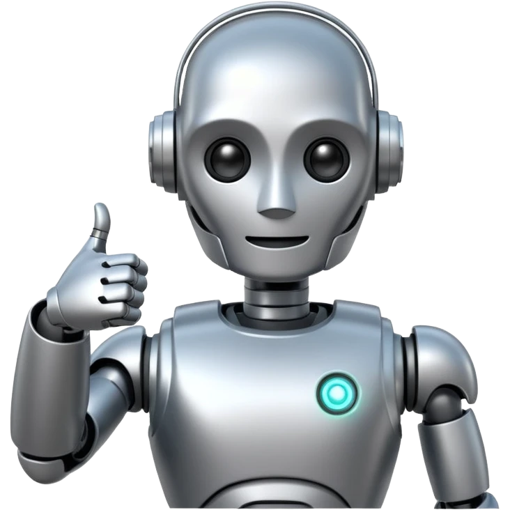 The ai robot shows Thumbs Up emoji