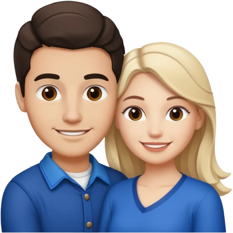 young Métis man and young white woman holding each other affectionately emoji