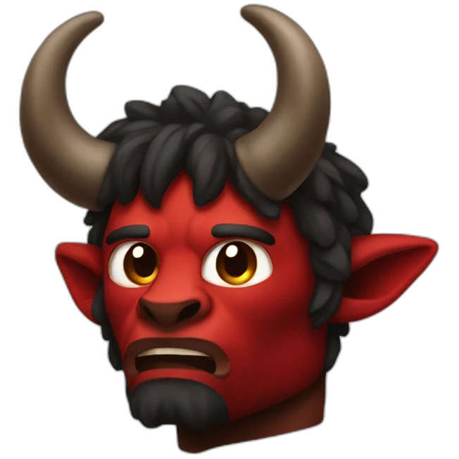 Skeptic black and red Minotaur emoji