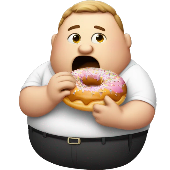 fat man eating donut emoji