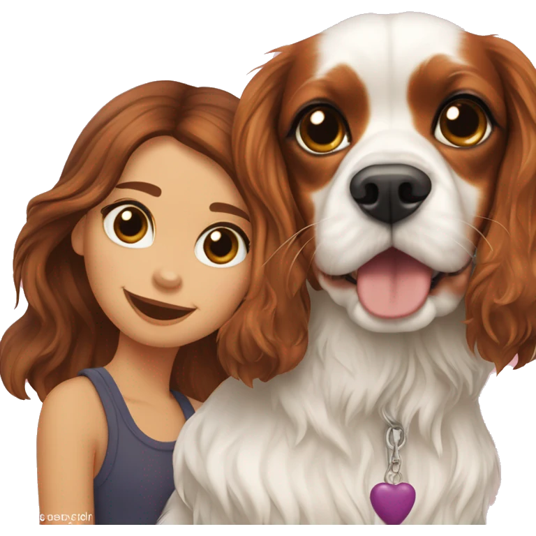 Cavalier King Charlie’s spaniel with girl emoji