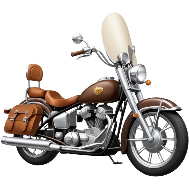 Draw a classic cruiser motorcycle with chrome details & leather seat. emoji