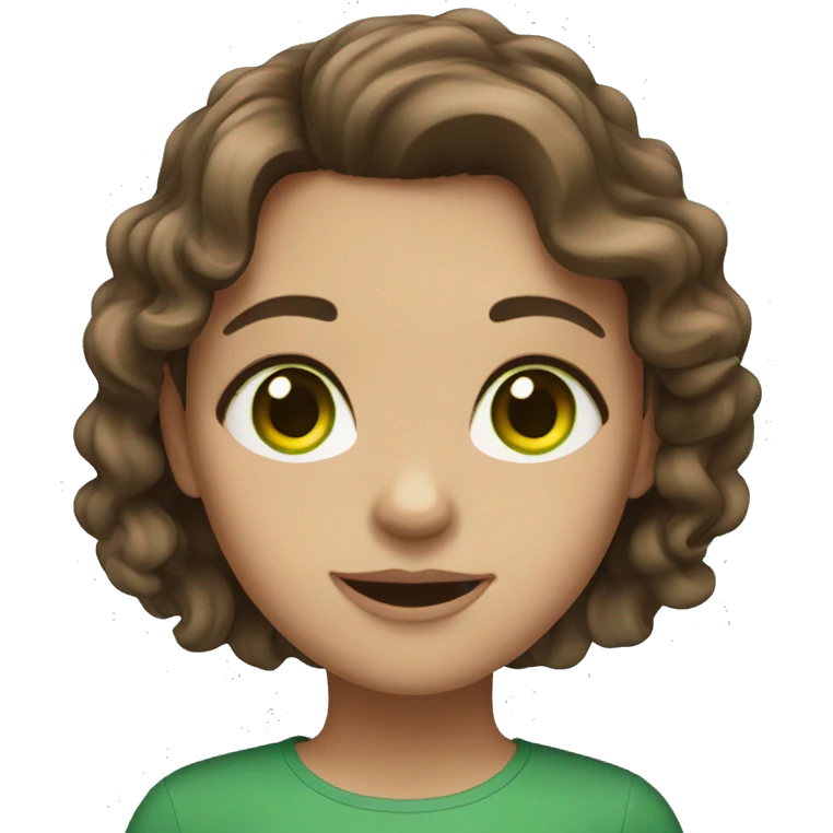 Girl with medium wavy brown hair and green eyes emoji