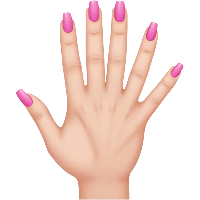 hand with pink nails done with five fingers  emoji