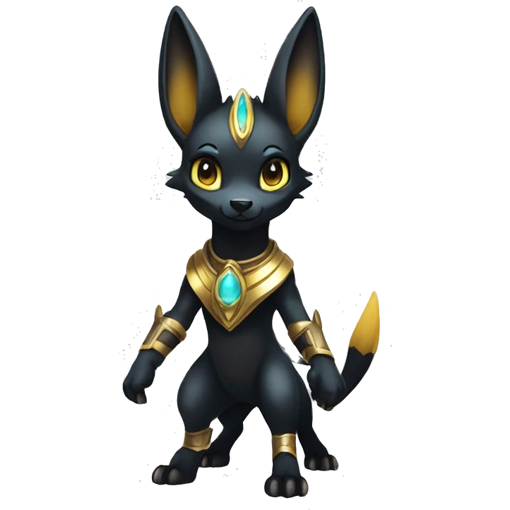 Shiny Chibi Anubis-Umbreon-Lucario on four legs full body emoji