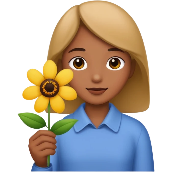 Holding a flower emoji