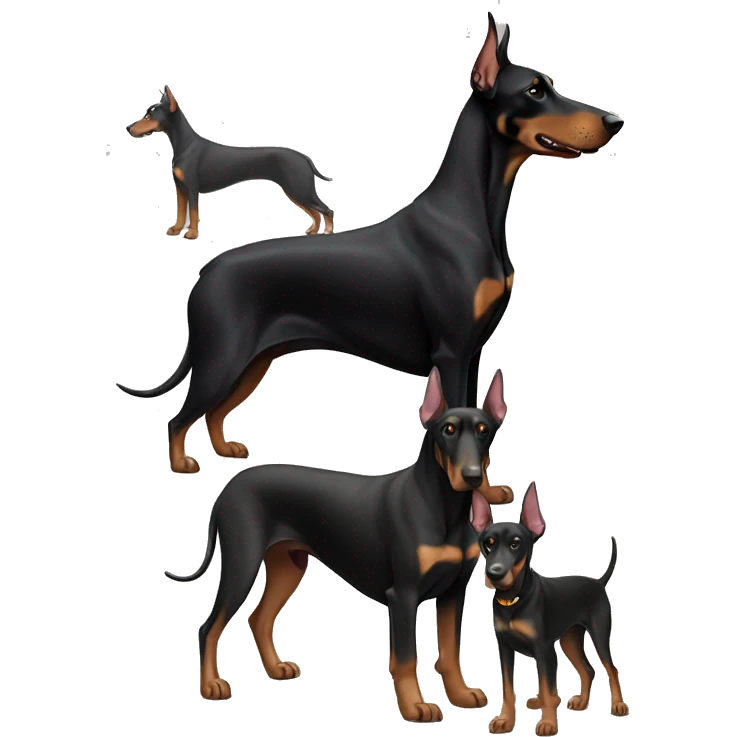 Grown Doberman and black Doberman  emoji