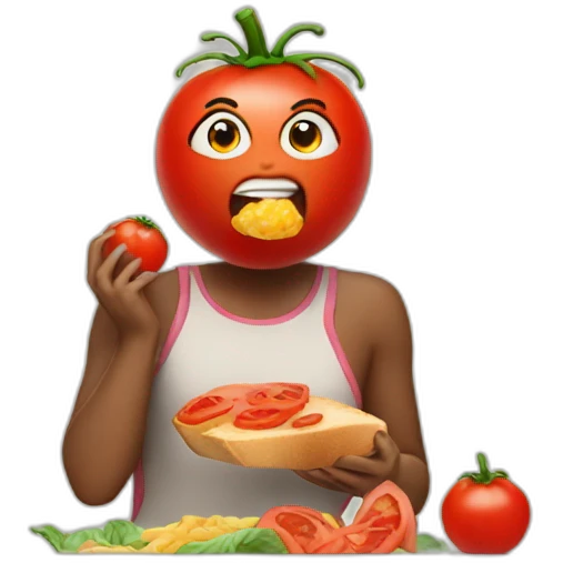 a tomato eating her lunch emoji