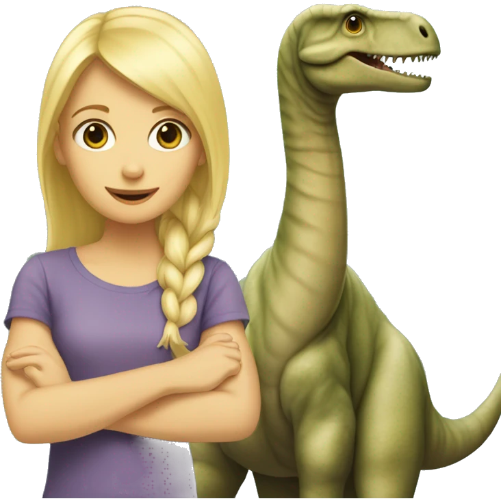 Blonde girl with Brachiosaurus emoji