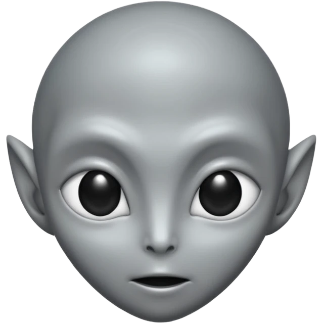 Grey alien head, almond eyes completely black, eyes fully black, no white, slanted, pale grey skin, cartoon emoji, no background

 emoji