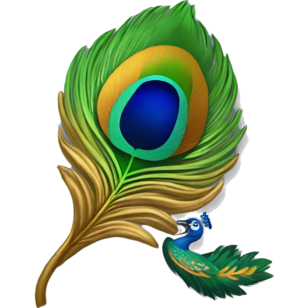 Peacock feather and lord Krishna emoji