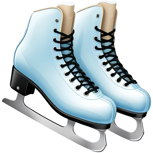 An icon showing The rink is surrounded by cheering spectators and soft arena lights, creating a beautiful, dynamic atmosphere. a pair of elegant figure skates placed on the smooth, sparkling ice of a grand ice arena. Transparent background highlights the grace and beauty of figure skating. emoji