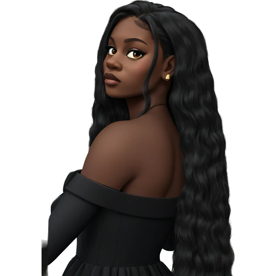 dark beauty in black dress emoji